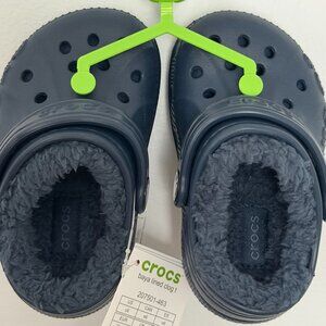 NWT Toddler Baya Lined Crocs Clog Navy Blue US c7 EU 23-24 UK c7 Shoes